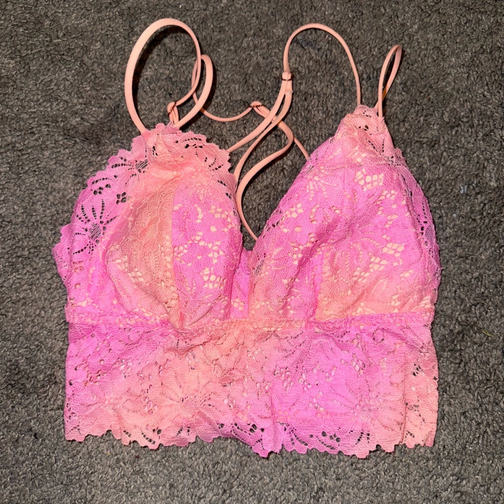 PINK Victoria's Secret Coral Lace Bralette
